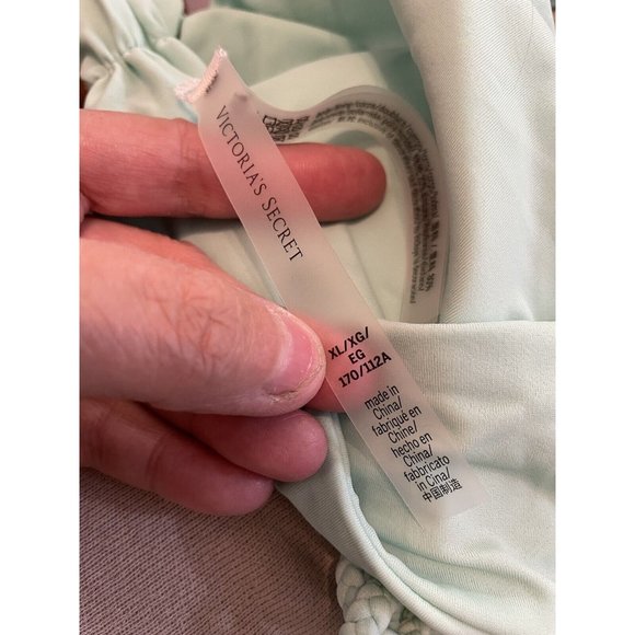 Victoria’s Secret Swim Turquoise Halter Top Lace Up Front Tassel Ties Sz XL NWT - Picture 5 of 7